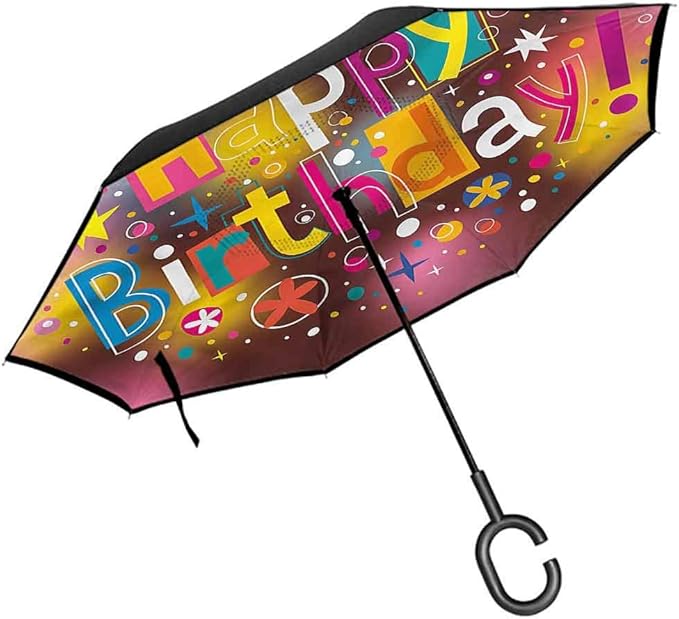 ScottDecor Birthday Umbrella Windproof Birthday Message Fun