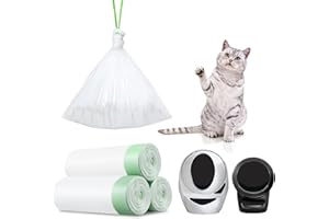 KROPBOM 45 Count Waste Drawer Liners Bags Compatible with Litter Box Robot 4 and 3, Thick Self-cleaning Cat Litter Box Liners refill with Drawstring Heavy Duty 10-12 Gallons of Capacity