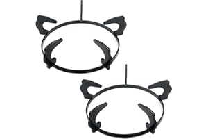 Semetall Kitchen Stove Accessories 2Pack Stove Fittings Bracket Non Slip Black Pan Holder Stove Accessories for Kitchen Wok Support Ring Cooktop Milk Pot Holder(Five-Ear,7.28" Outer Diameter)