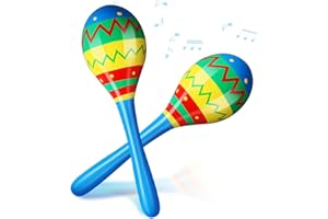 Relaxgiant 7.87 Inches Fiesta Wooden Maracas 2 Pcs Noisemaker for Mexican Fiesta Musical Maracas Party Favors Mexican Birthday Fiesta Christmas Cinco De Mayo Party Favors(Blue)