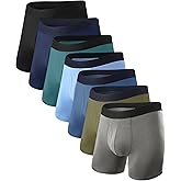 BAMBOO COOL Men's Underwear Breathable Boxer Briefs with Fly Moisture-Wicking Lightweight Underwear 7-Pack