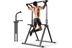 YYJO Foldable Pull Up Bar Free Standing Multi-function Power Tower Dip Bar Home Gym Strength Training Equipment 300 LBS Weight Capacity