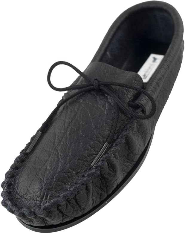 mens black leather moccasin slippers