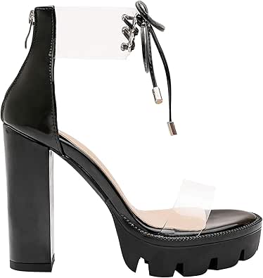 clear strap high heels