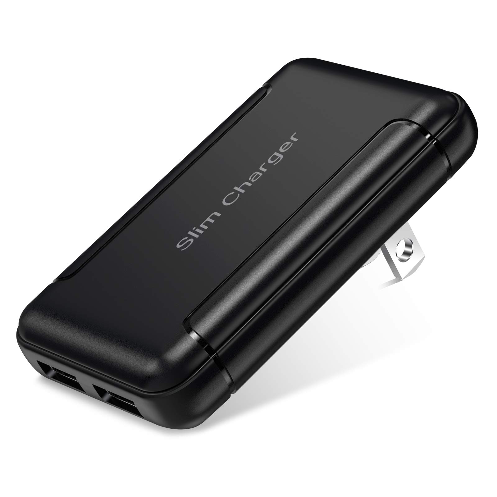 Dual USB Wall Charger Flat, OKRAY 5v/3a Fast Charger Block with Foldable Plug, Extra-Slim 2 USB-A Ports Phone Charger Adapter Compatible for iPhone 13 12 11 XR XS iPad, Samsung Galaxy S23 A35, Switch
