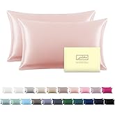 Silk Pillow Cases 2 Pack Soft Breathable and Sliky Standard Size Pillow Cases Set of 2,Natural Mulberry Satin Silk Pillowcase with Hidden Zipper for Hair and Skin (Coral,20"X 26",2pcs)
