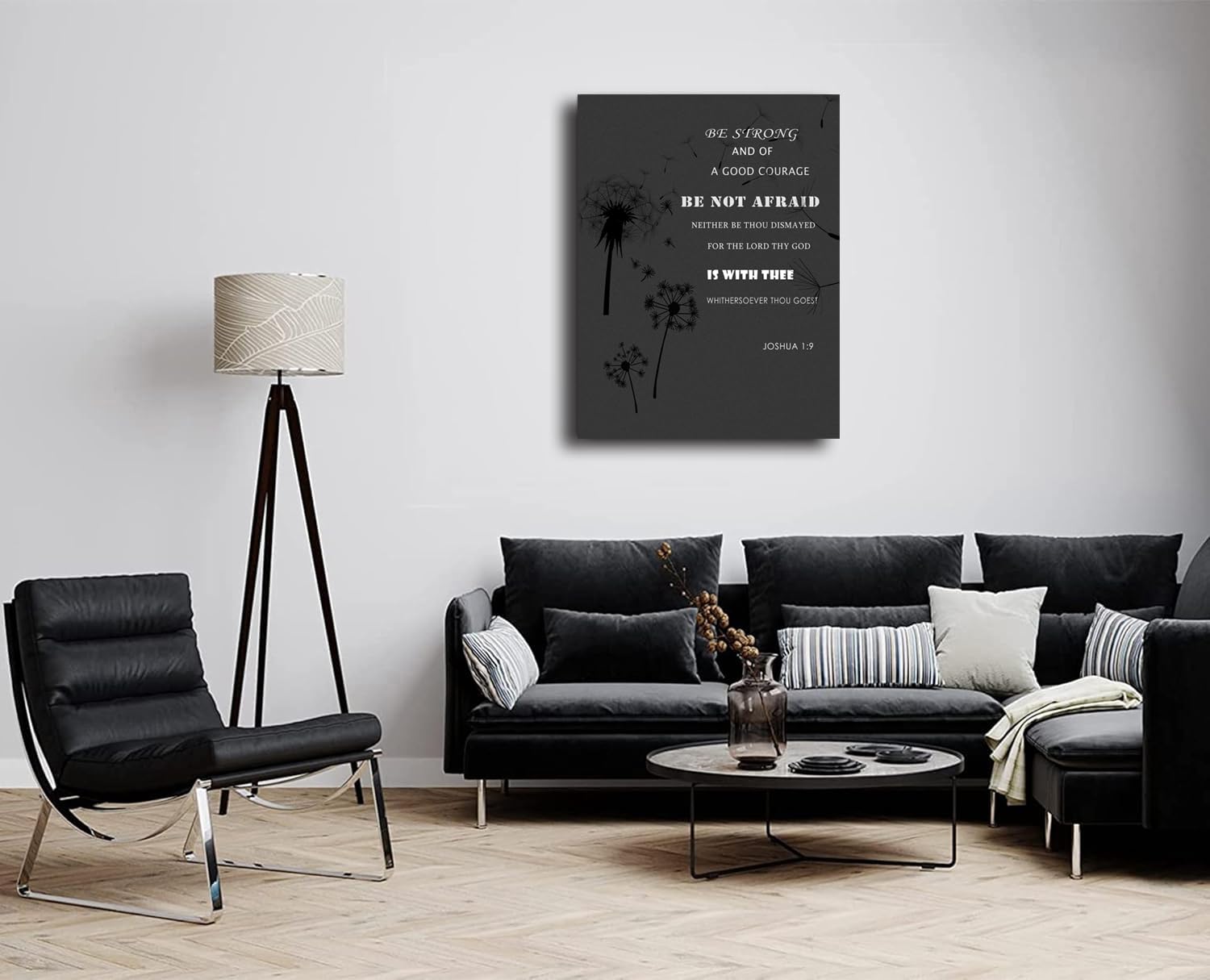 Bible Verse Canvas Print Wall Art Be Strong and Good Courage Canvas Wall Painting Framed Home Office Posters Artwork Decoration