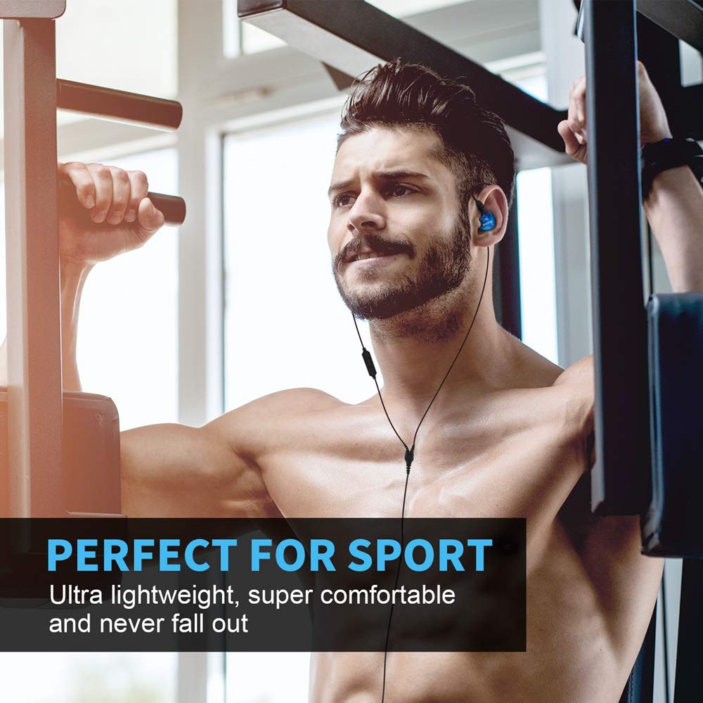 Adorer Auricolari Sport RX6 Stereo In-ear Auricolari con Microfono, IPX4 Impermeabile Cuffie con iPhone,Samsung,HTC e altri Smartphones con Jack Audio di 3,5mm - Blue