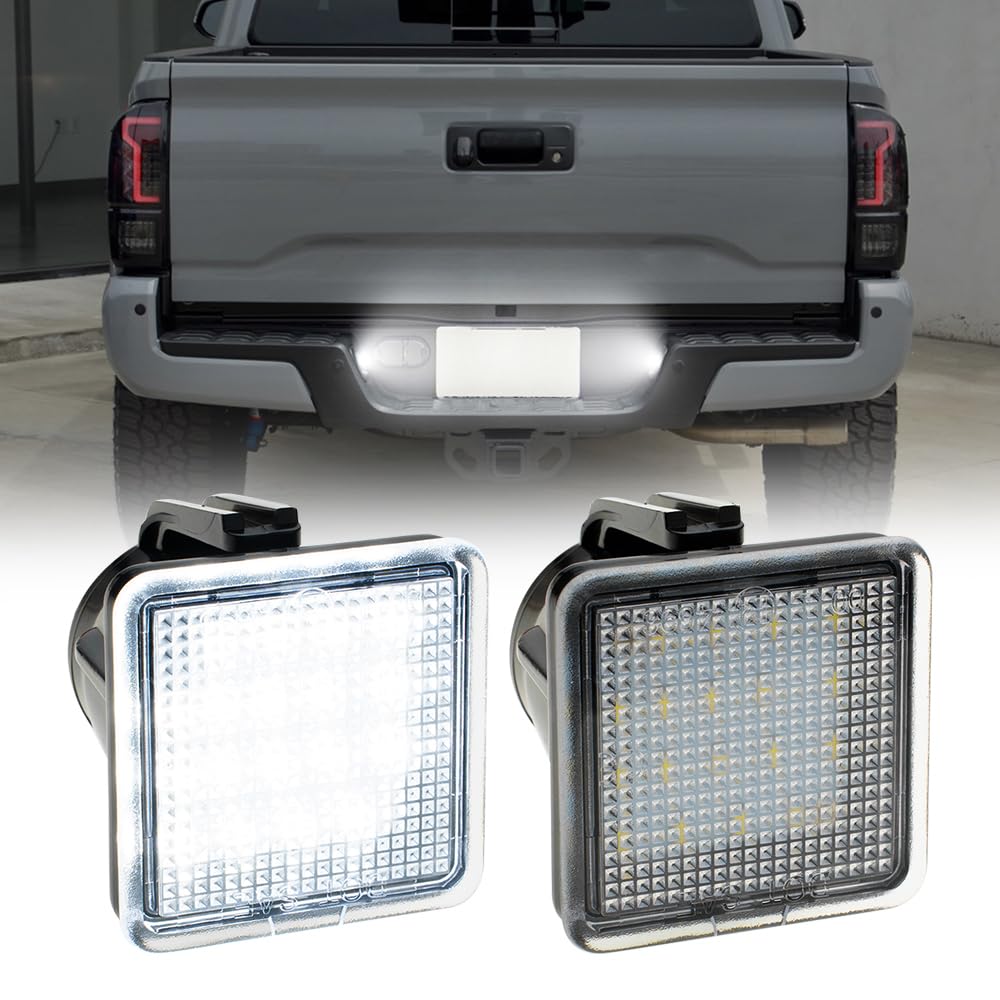 Photo 1 of 2 Pieces LED License Plate Light Assembly Lamp Replacement for Tacoma 2016-2023, Pickup Truck 18 SMD 6000K Diamond White Tag Lights for Tundra 2014-2021, Replace OEM Part- 812700C040