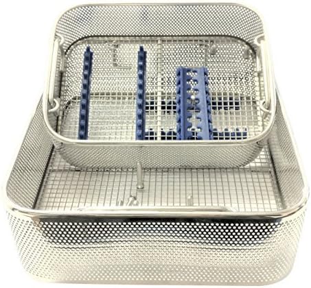 Sterilisation Tray Mesh Tray Silicone & Screws Fitted Adjustable Surgical Dental Instrument Set of 2 Trays Small and Large