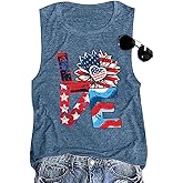 Patriotic Tank Tops for Women Vintage Stars Stripes Graphic Print Memorial Day T Shirt