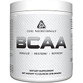 Core Nutritionals BCAA Powder | 2:1:1 Branched-Chain Amino Acids for Recovery | Support Protein Synthesis | 5g Servings | 60 Servings (Unflavored)