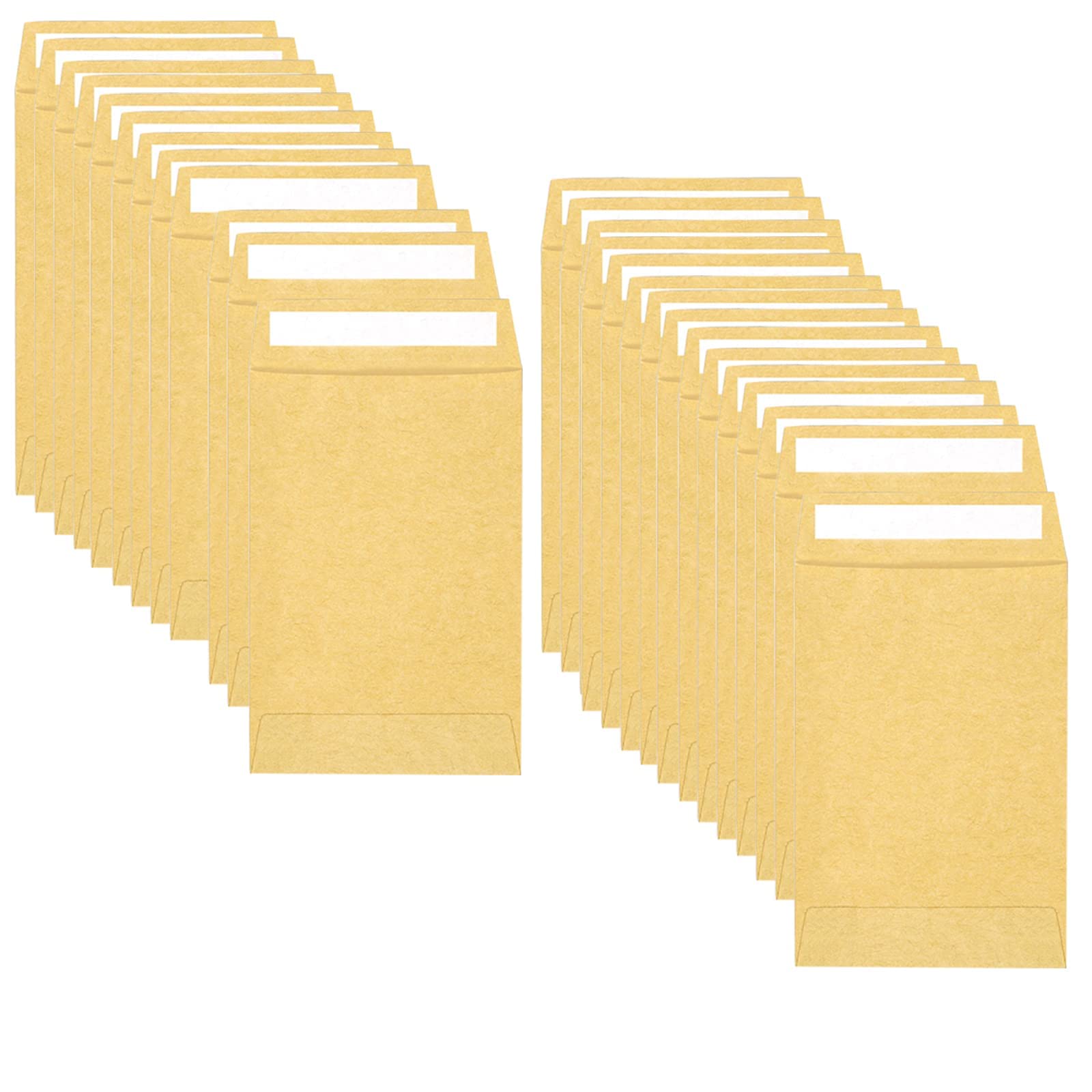 QincLing 100 PCS Coin Envelopes, Self-Adhesive Mini Kraft Paper Coin & Small Parts Envelopes Brown Dinner Money Seed Envelopes for Coin,Jewelry,Stamps,Craft Supplies,Small Items (3.54 × 2.36inch)