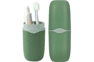 CMREAEC Detachable Travel Toothbrush Holder, Portable Toothbrush Case 3 in 1 Toothpaste Travel Case Holder Plastic Toothbrush Container Toothbrush Storage Box for Travel,Business,Camping, Daily Uses (Green)