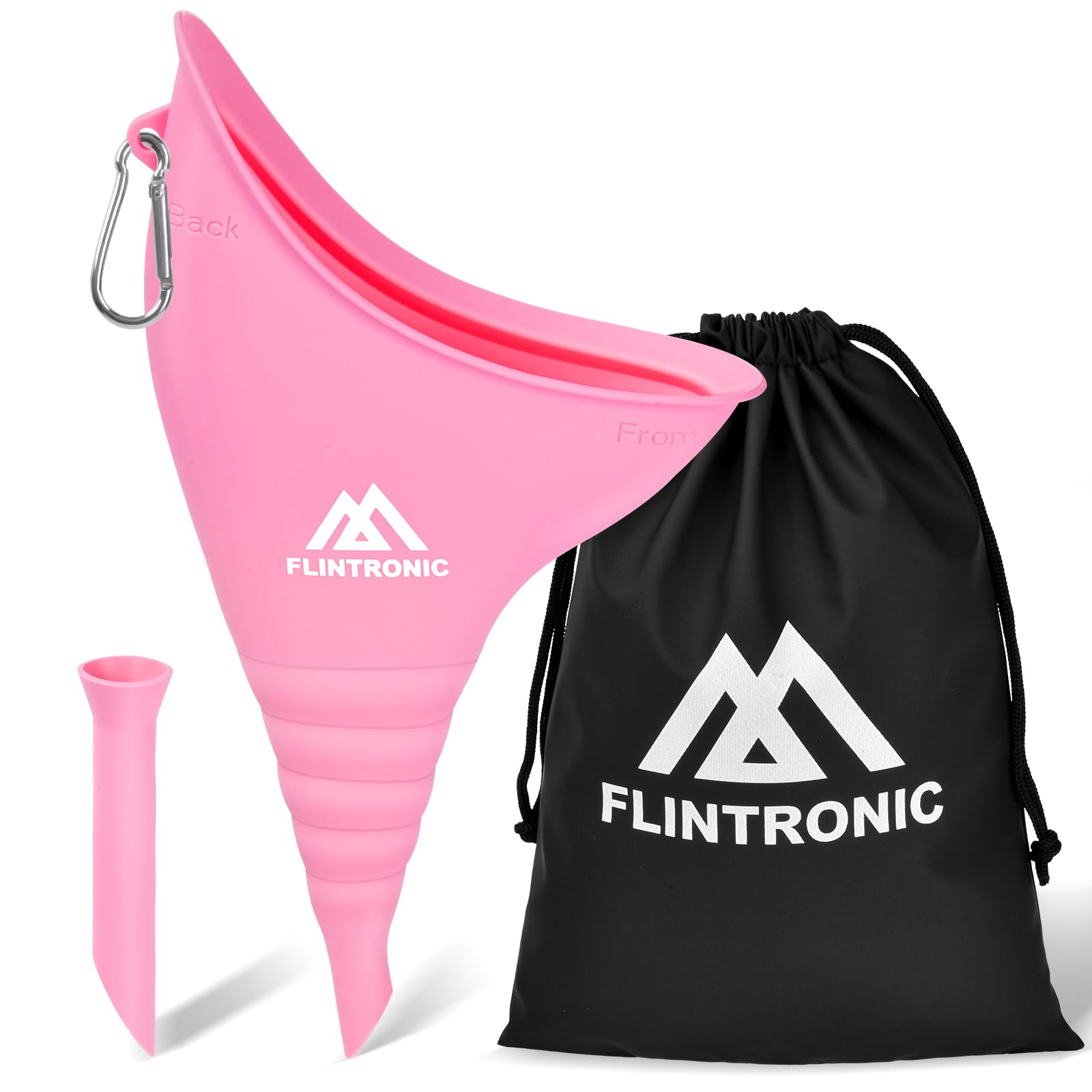 flintronic Female Urination Device, Reusable Silicone Female Urinal, Women Stand to Pee Device with Catheter and Carabiner, for Outdoor Activities, Camping, and Travel