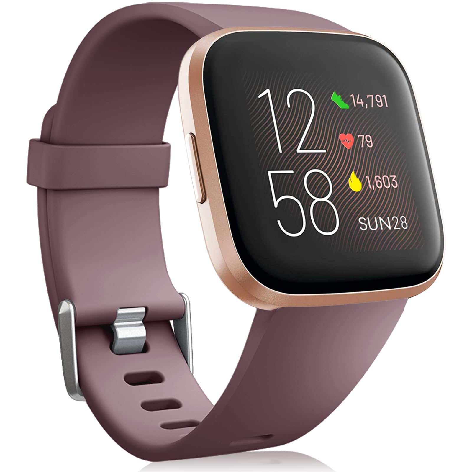 Oielai Silicone Sport Classic Fitbit Versa Strap, Compatible with Versa 2 & Lite, Smoke Purple — image 1