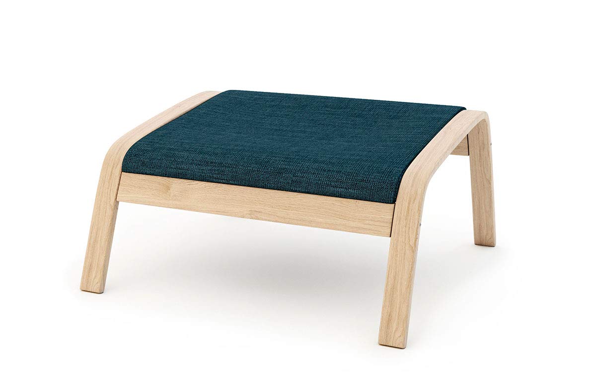 Vinylla Armchair Replacement Cover Made for Ikea Poang Chair (Footstool Design 1, Polyester - Navy Blue)