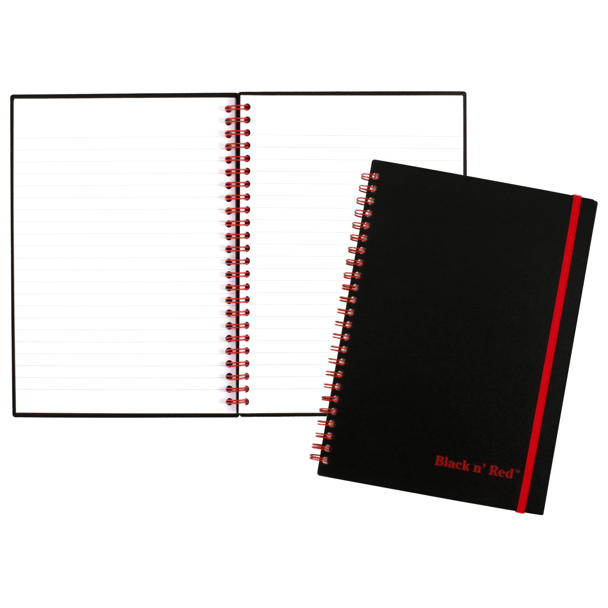 Photo 1 of Black n' Red Notebook, Business Journal, 8-1/4" x 5-7/8", 70 Sheets, Ruled, Optik Paper, Scribzee App, Flexible Poly Cover, Wirebound, Black (C67009)