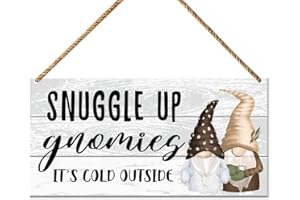 QVUXZ Winter Wood Sign Decor, Christmas Wall Decor for Home Door Porch Kitchen Living Room Holiday Decorations Rustic Xmas Hanging Sign Decor, Snuggle up Gnomies It's Cold Outside
