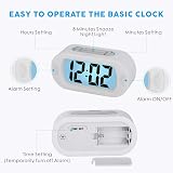 Plumeet Digital Alarm Clock Travel Clock with Snooze Nightlight White view 5