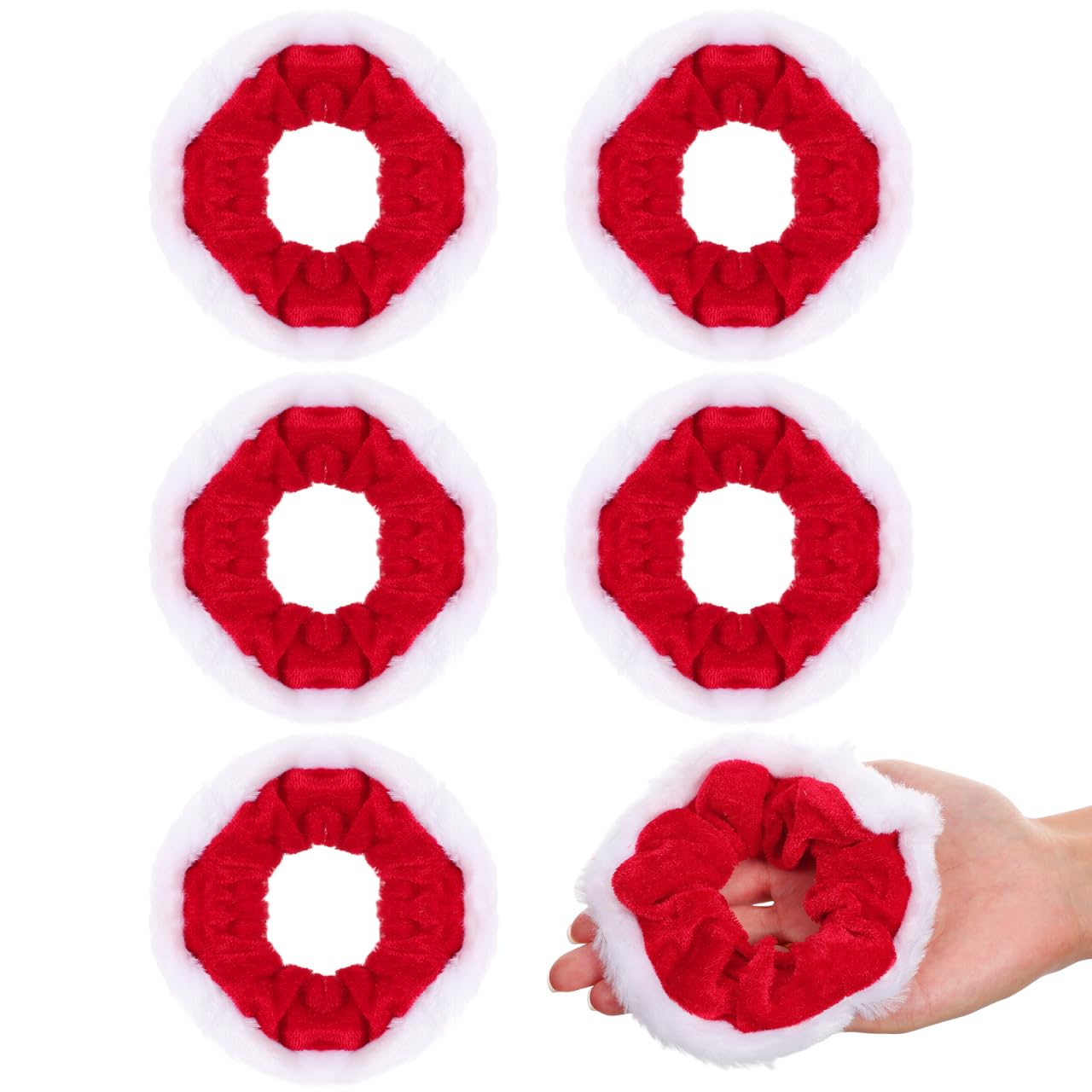 BESPORTBLE Christmas Scrunchies, 5Pcs Christmas Hair Accessories Red and White Christmas Scrunchie Christmas Hair Ties for Women Girls