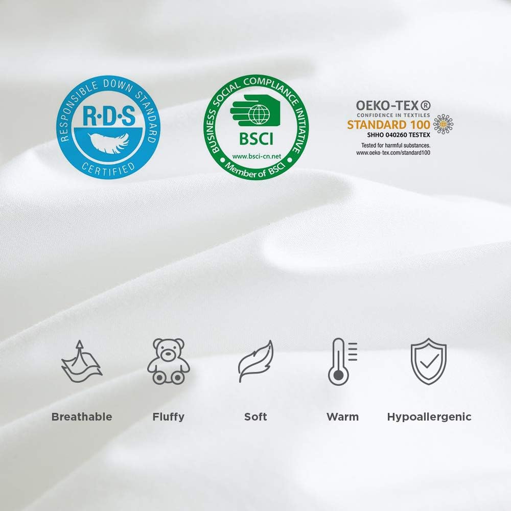 Luxurious Queen Size Siberian Goose Down Comforter 100% Egyptian Cotton 1200 Thread Count 1200TC - Baffle Box Design - 48oz Fill Weight - Full/Queen Duvet - Solid White: Kitchen & Dining