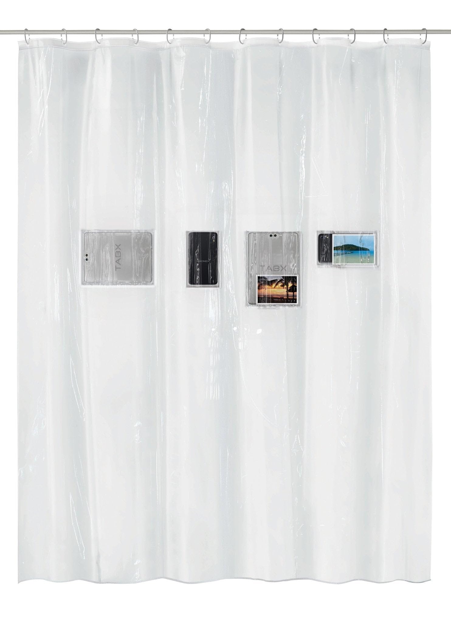 Kleine Wolke Pocket Shower Curtain, PEVA, Clear, 180 x 200 cm