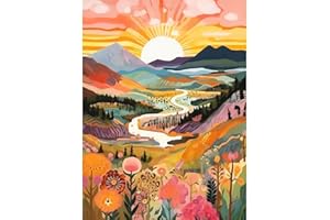 CDJLDDWW Landscape Stamped Cross Stitch Kits - Landscape Counted Cross Stitch Kits for Beginners Adults Needlepoint Cross-Stitch Patterns Dimensions Needlecrafts Embroidery Kits Arts and Crafts