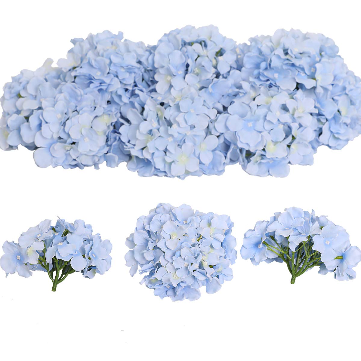 Tifuly 12Pcs Artificial Hydrangeas, Realistic Silk Hydrangeas Flower Heads with Stems Fake Flowers for Wedding Bridal Bouquets, Home Office Party Decor, Floral Arrangements, Centerpiece(Blue)