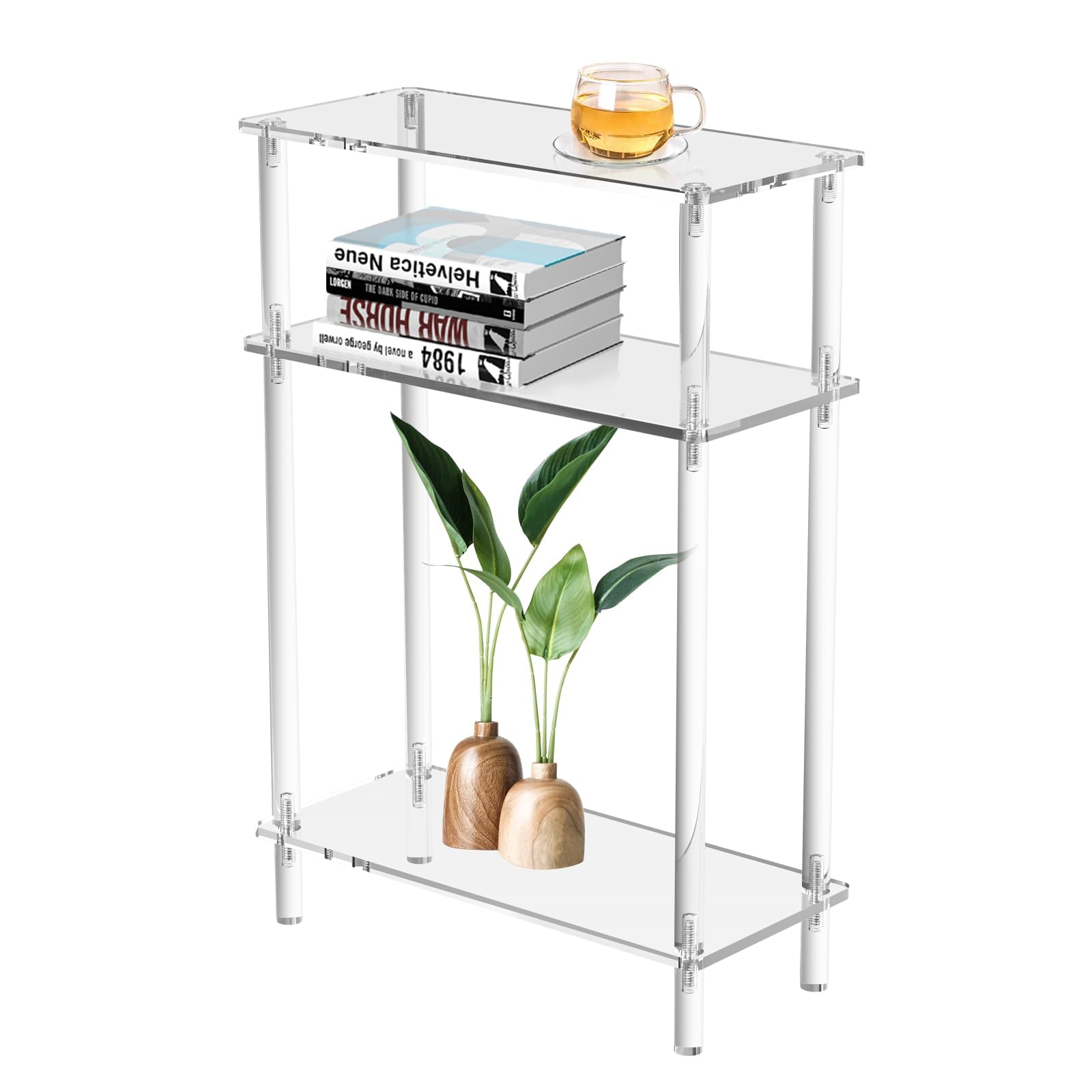 Photo 1 of KSacry Narrow Side Table, 3-Tier Acrylic Side Table, Skinny Side Table, Slim Side Tables for Small Spaces, 7" D x 15.7" W x 22.8" H