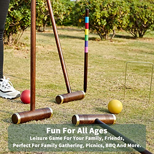 SpexDarxs Six Player Croquet Game, 35’’ Croquet Set with Premium Wooden Mallets|Colored Balls|Wickets|Stakes| Carrying Bag, Classic Outdoor Backyard Lawn Games for Teens Adults Family