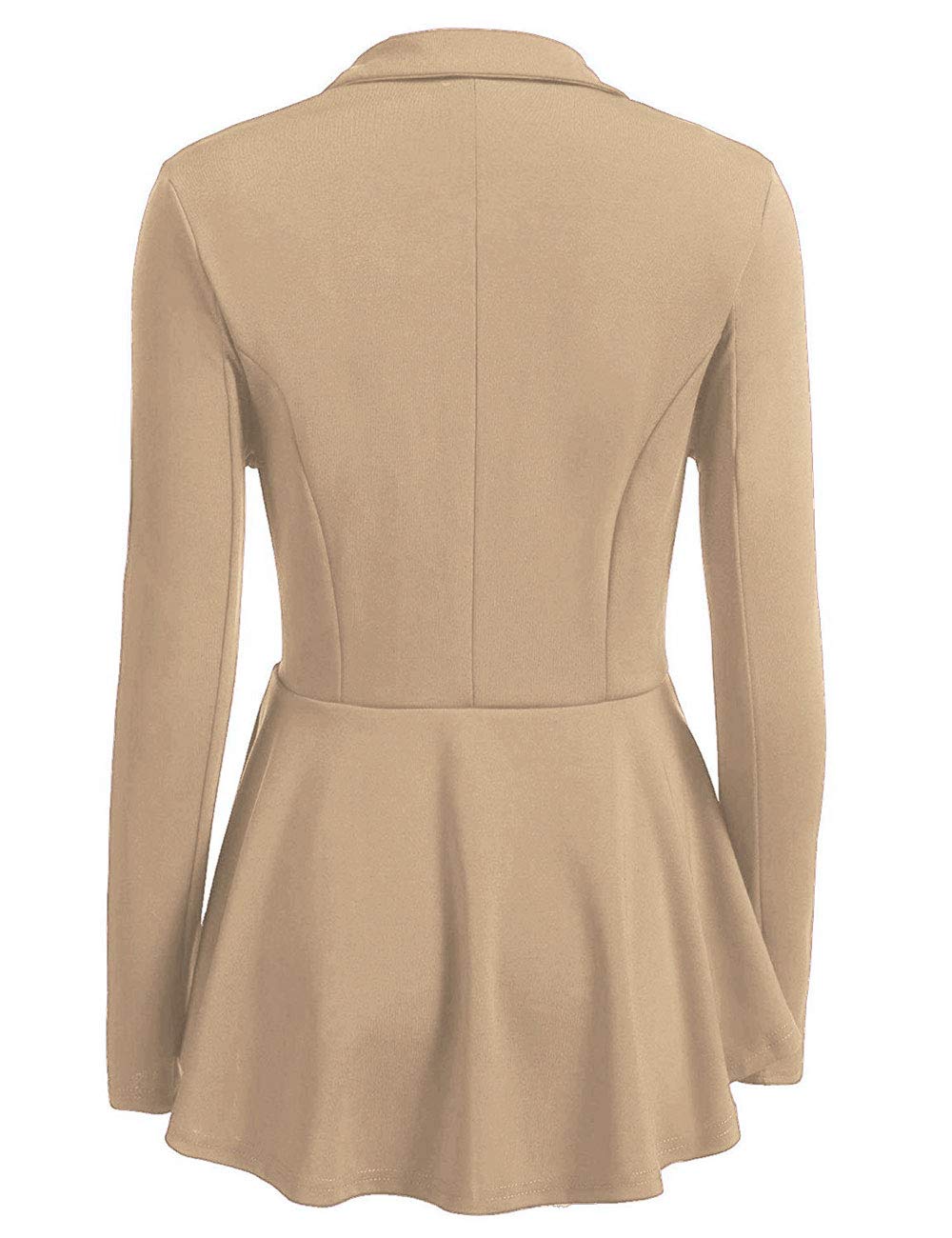 Pevor Women\'s Blazer Causal Peplum Work Office Business Military Style Blazers Long Sleeve Double Breasted Work Jacket Khaki 2XL