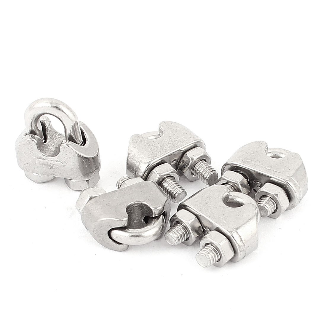 Sourcingmap 3mm 1/8 Inch Stainless Steel Wire Rope Cable Clamp Clips Fastener 5pcs