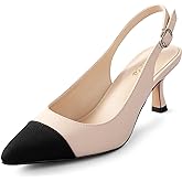 Ankis Women's Slingback Kitten Heels Closed Pointed Toe Pumps Dress Shoes Party Wedding Casual 2.5inch