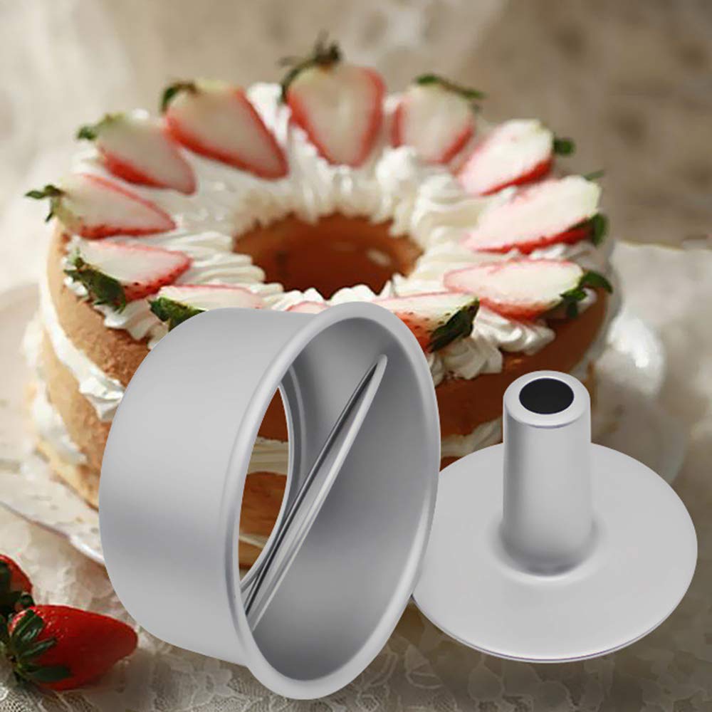8 inch Cake Tin, Round Deep Baking Tin with 2 Loose Bases, Chiffon Cake Pan with Removable Bottom, Non-Stick Aluminum Baking Pan for Wedding Birthday Party Cake Baking