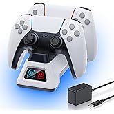 Controller Charger Station,PS5 Charging Station,Controllers Dock with LED Light,PS5 Controllers Charger Station with AC Adapter for PlayStation 5 Dualsense Controller & Edge (AC Adapter)