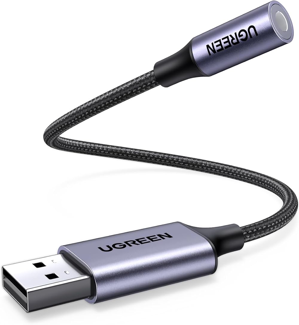 UGREEN USB to 3.5mm Jack Audio Adapter USB DAC TRRS Mic Headset Xbox PS4 Switch