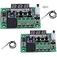 FainWan 2pcs W1209 12V DC Digital Temperature Controller Board Micro Thermostat -50-110°C Electronic Module Switch with 10A One-Channel Relay and Waterproof Compatible with Ar-duino Rasp-Berry Pi