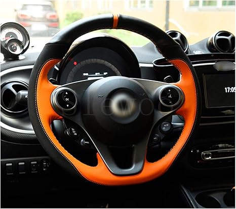Gelten Fur 15 19 New Smart 453 Fortwo Forfour Naturliche Rindsleder Autolenkradabdeckung Diy Handnahen Amazon De Auto
