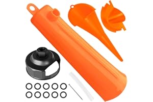 SHONEE Oil Change Tool Kit for Harley Davidson Accessories,Oil Filter Wrench,Crankcase Fill Tool,Primary Case Funnel,Drip-Free Oil Filter Funnel,10PCS O-Rings
