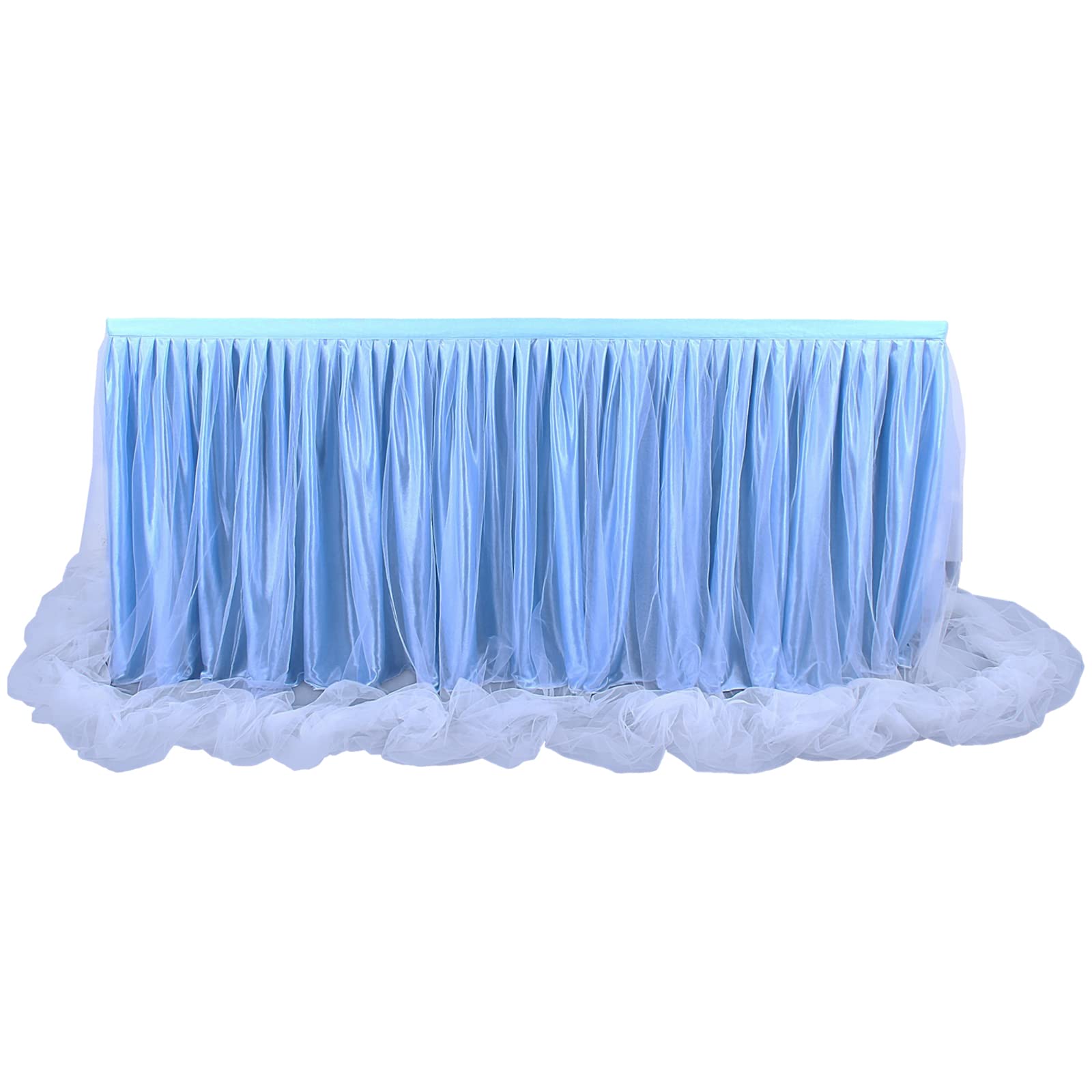 aromm Tulle Table Skirt Cover for Baby Shower Wedding Parties Table Decor 3FT (L91.5cm×H77cm) Blue — image 1