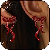 Christmas Bow Earrings for Women Red Bow Dangle Earrings Dainty Bowkont Ribbon Earring Christmas Holiday Jewelry Gifts for Women