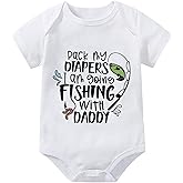 WOOYONGING Pack My Diapers I Am Going Fishing With Daddy Newborn Romper Short Sleeve Baby Boy Clothes