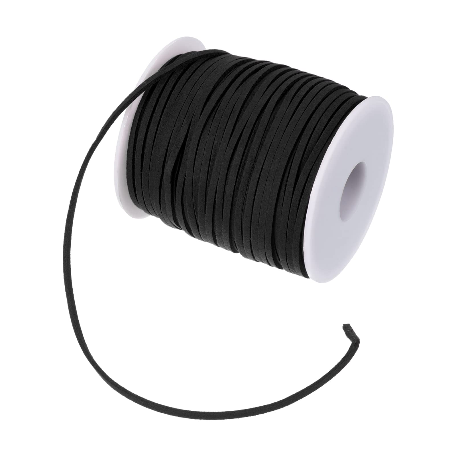 PATIKIL Suede Cord with Roll Spool 3mm 50 Yard, Flat Faux Leather Lace for Necklace Bracelet Jewelry Making Beading DIY Crafts, Black