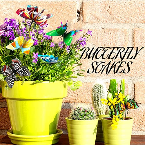 VGOODALL 50Pcs Butterfly Stakes,Garden Butterfly Ornaments Waterproof Butterfly Decor Garden Ornaments Stakes for Outdoor Yard Decor Home Decoration Spring