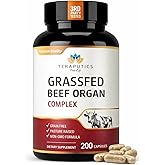 Premium Grass Fed Beef Organ Supplement for Women & Men with Beef Liver, Heart, Kidney, Pancreas & Spleen Capsules | Carnivore Diet | Non-GMO Freeze Dried & Desiccated Liver Pills Complex | 200 Count