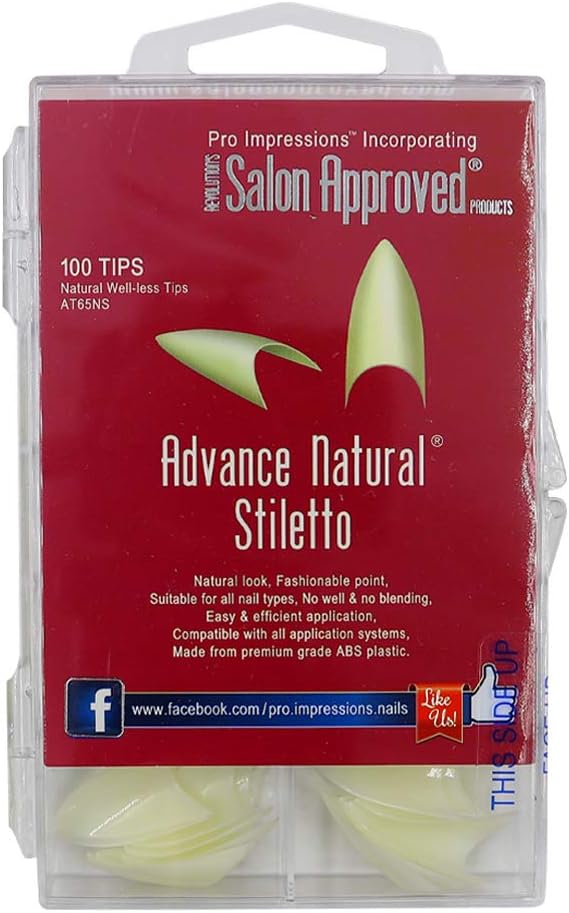 Pro Impressions 100-Piece Advance Natural Stiletto Nail Tips Set
