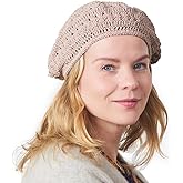 Womens Mens French Beret Hat - Hand Knit 100% Cotton Crochet Caps Girl Scouts-Bohemian Style Summer Beanie