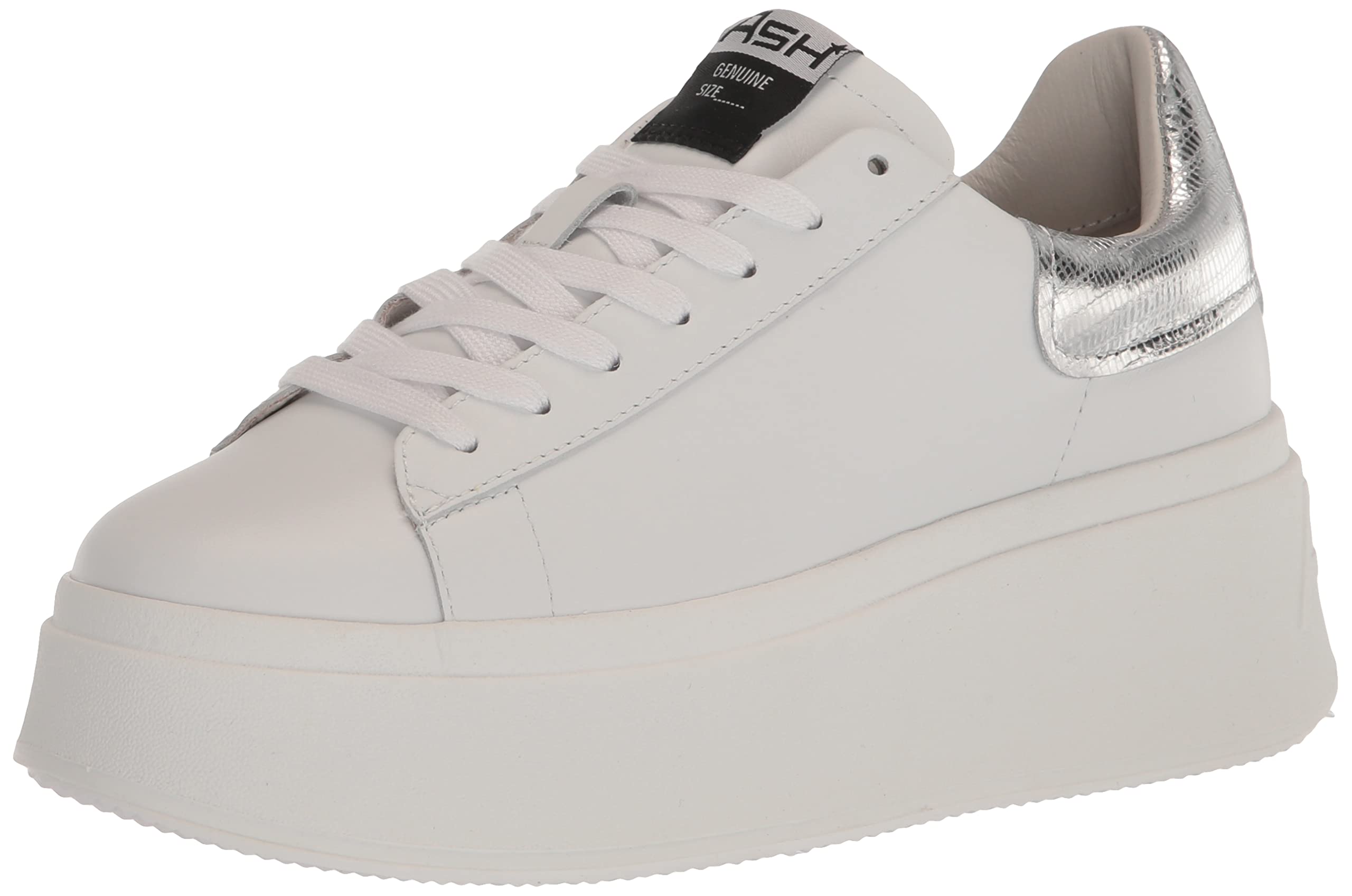 Ash Moby Women’s Fashion-Sneakers with Stylish Design, Comfortable Fit, and Durable Sole for Everyday Wear, White/Silver, 9.5-10