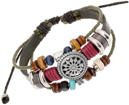 Amazon Nurbo レディース レディース ガールズ ボヘミアンスタイル ビーズ 多層 手編み ブレスレット ペンダント チャーム リストバングル リストバンド ファッションジュエリー Nurbo スポーツ アウトドア